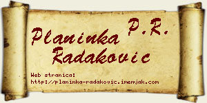 Planinka Radaković vizit kartica
